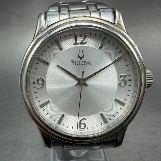 Bulova Watch Men 38mm Silver Dial Silver Tone Round 96A000 New Battery Vintage0