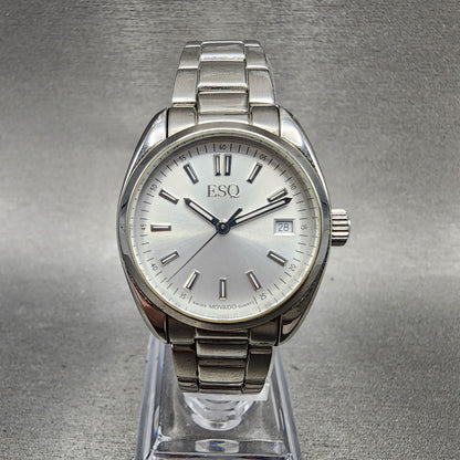 ESQ Watch Women 27mm Silver Dial Stainless Steel Date Round New Batt2