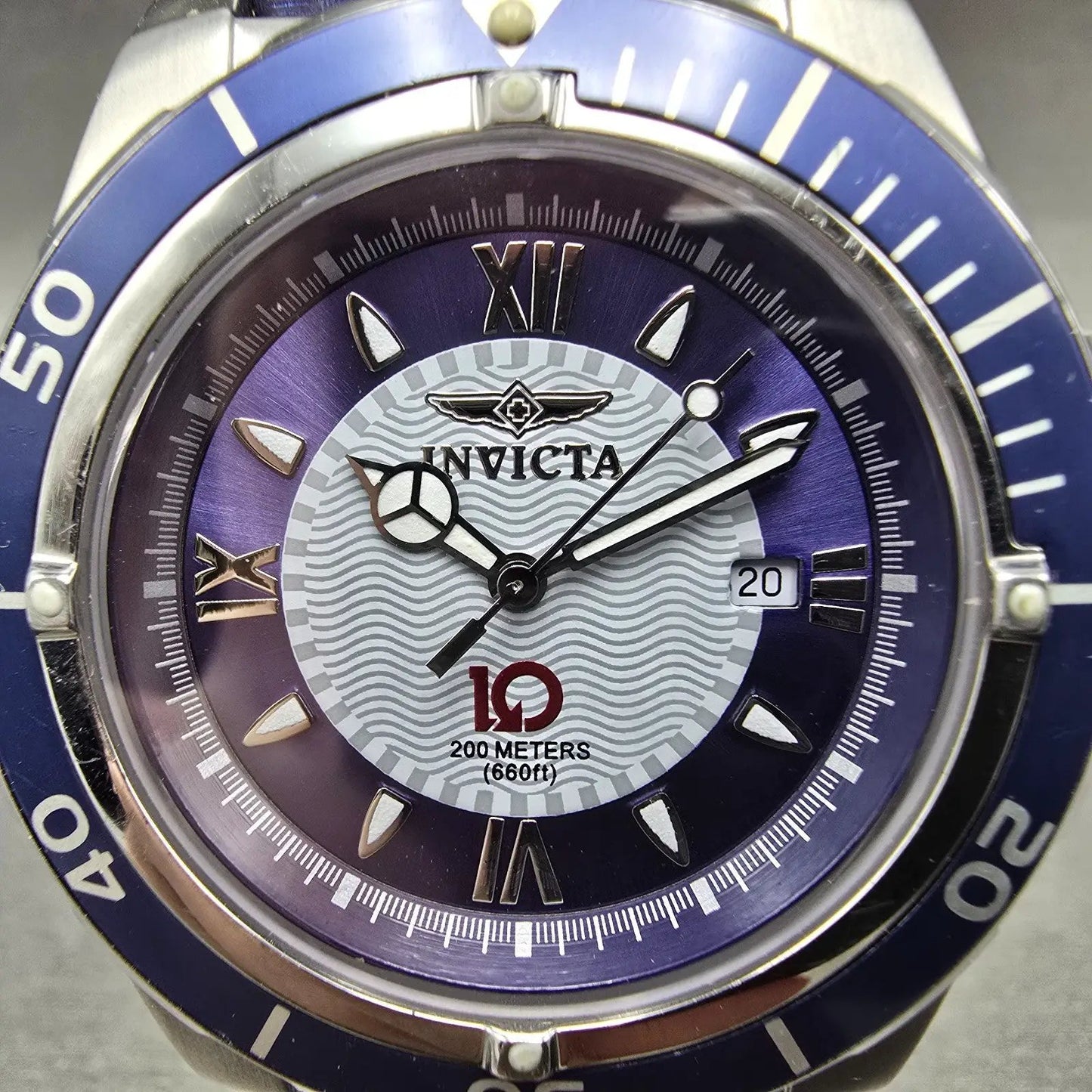 Invicta Watch Men 42mm Blue Dial Silver Tone Date Round 3132 New Battery1