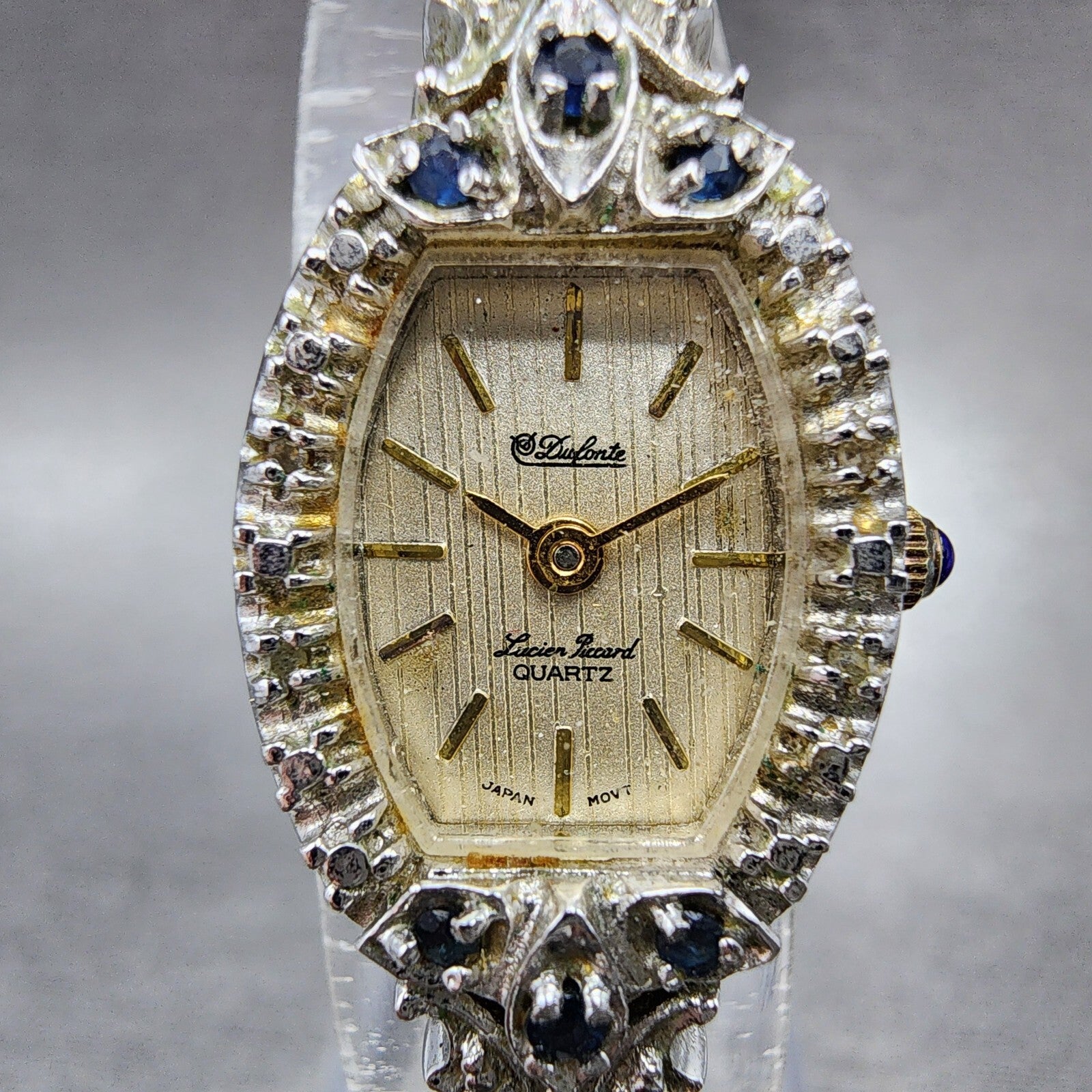 Lucien Piccard Dufonte Watch Women 16mm Champagne Dial Gold Tone Sapphire Bezel1