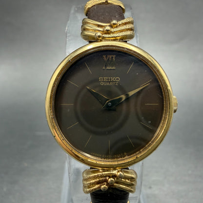 Seiko Watch Women 22mm Brown Dial Gold Tone Round 2320-0240 New Battery Vintage0