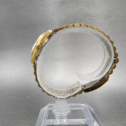 Seiko SQ Watch Women 24mm Gold Dial Gold Tone Daydate 24mm Round New Battery NBG6