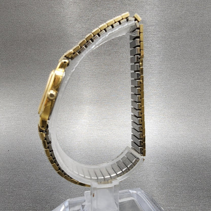 Seiko Watch Women 17mm Champagne Dial Gold Tone Rectangle 2y005b49 New Battery6