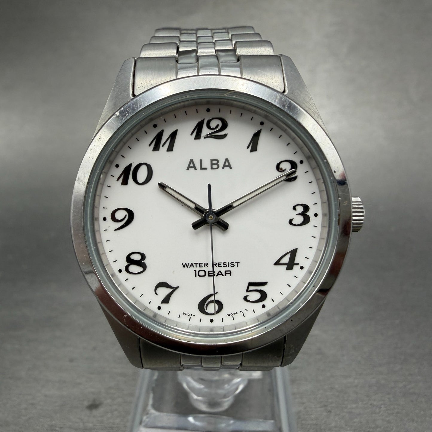 Seiko Alba Watch Men 34mm White Dial Silver Tone Round V501-0EL0 New Battery0