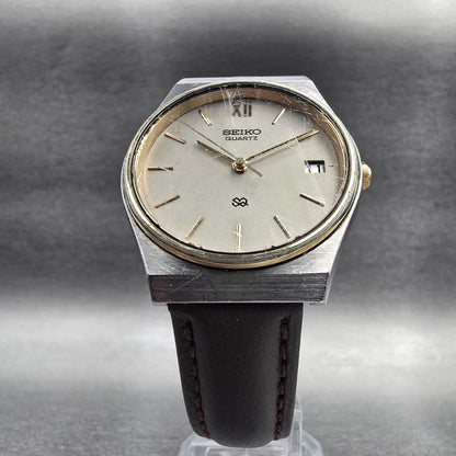 Seiko SQ Watch Men 33mm Silver Dial Silver Tone Date Round 8122-7029 New Battery5
