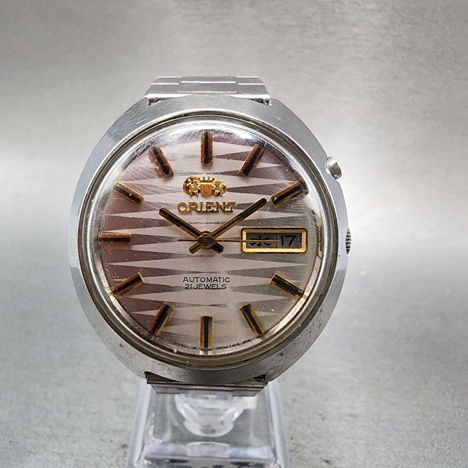 Orient Automatic Watch Men 37mm White Dial Silver Tone Daydate TI 4697168C Runs0