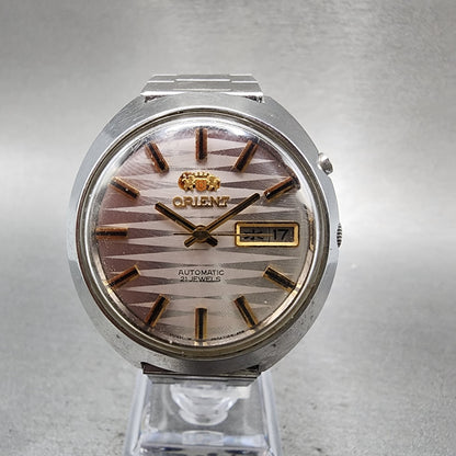 Orient Automatic Watch Men 37mm White Dial Silver Tone Daydate TI 4697168C Runs0