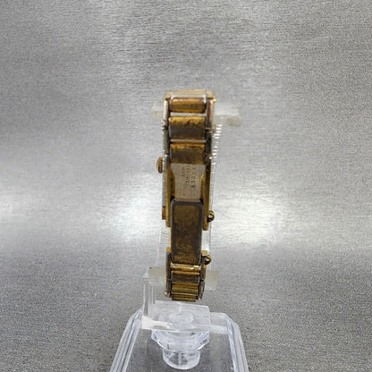 Seiko Venus Tank Watch Women 15mm Silver Dial Gold Plated Rectangle Manual Wind7