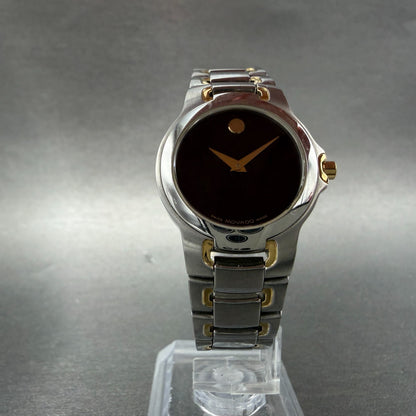 Movado Meza Watch Women 26mm Black Dial Two Tone Round 81 A1 1851 New Battery5