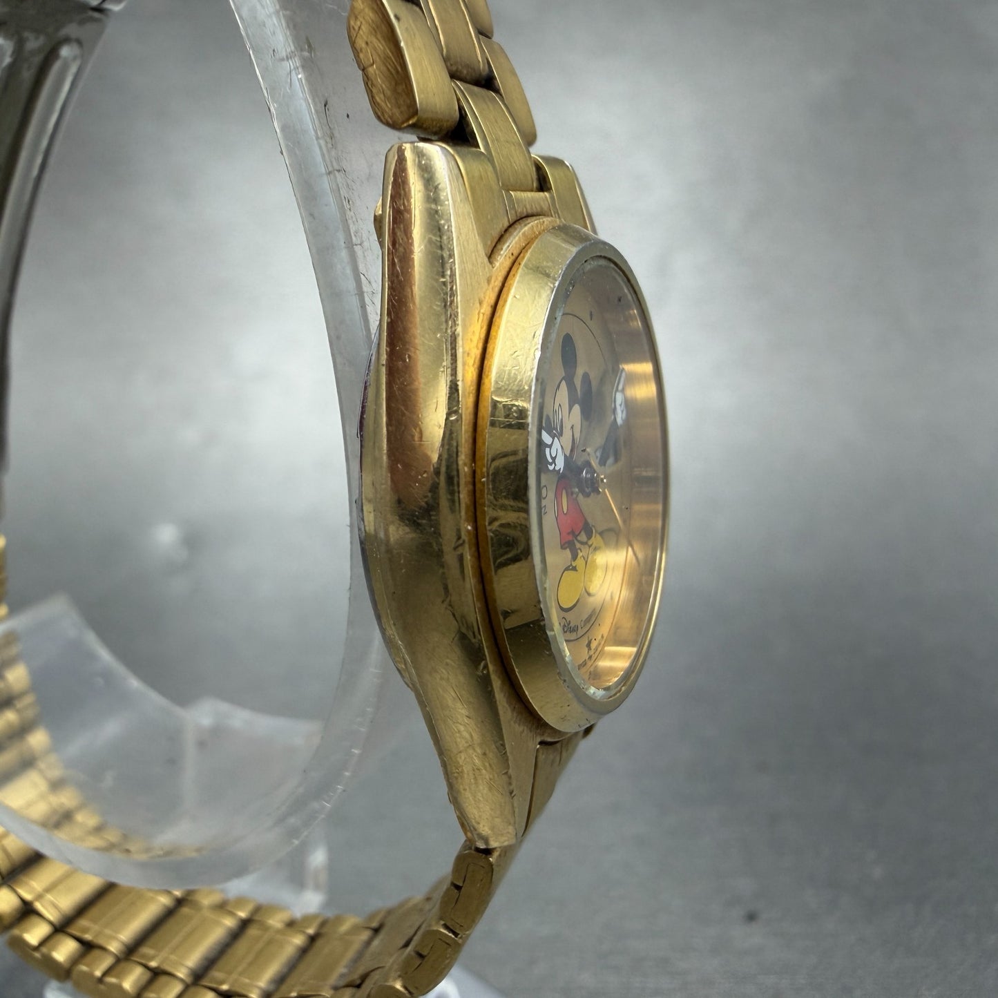 Seiko Mickey Mouse Watch Women 24mm Champagne Dial Gold Tone Daydate New Battery3