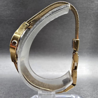 Seiko Watch Women 20mm Champagne Dial Gold Tone Oval 2320-5439 New Battery JP6