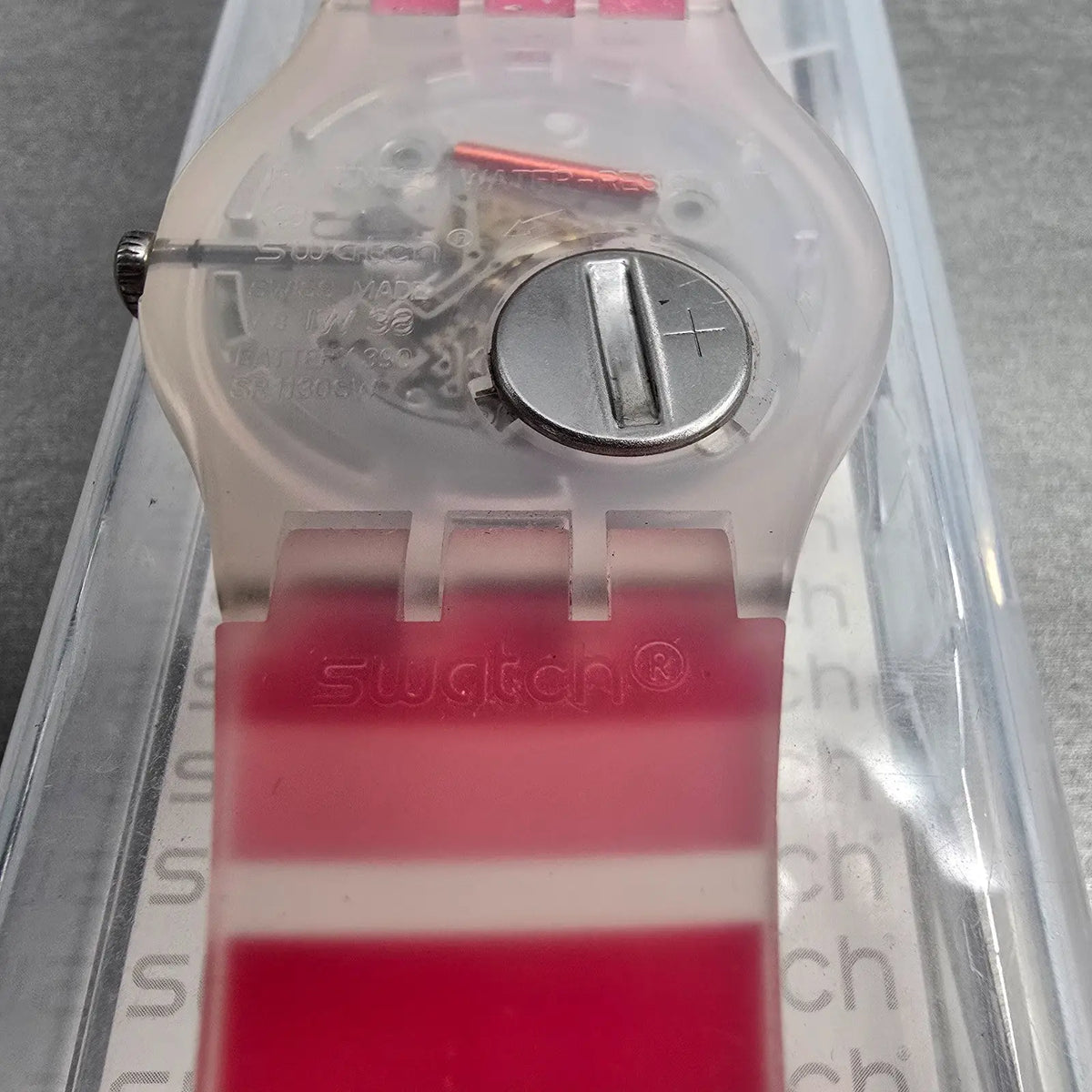 Swatch Tramonto Occaso Watch Men 41mm White Dial Clear Case SUOK138 New Battery13