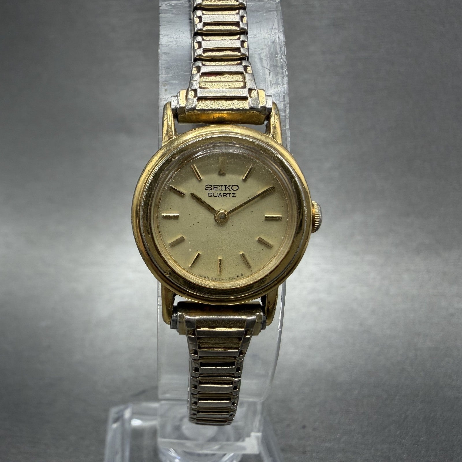 Seiko Watch Women 19mm Champagne Dial Gold Tone Round 23200319 New Battery VTG0