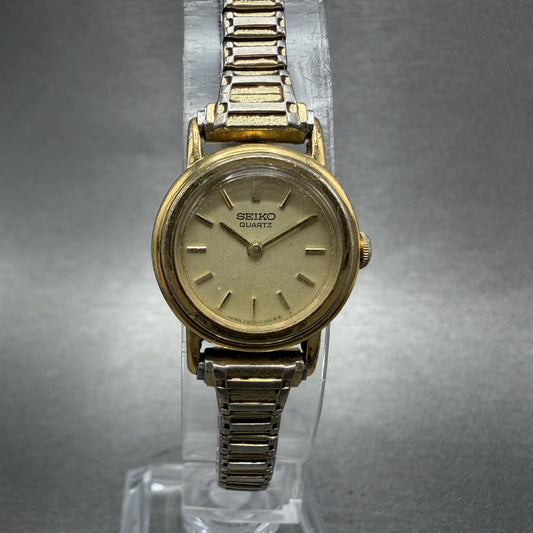 Seiko Watch Women 19mm Champagne Dial Gold Tone Round 23200319 New Battery VTG0