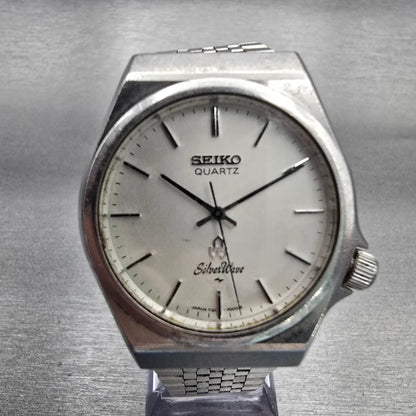 Seiko Watch Men 34mm Silver Dial Silver Tone Round 7121-7000 New Battery VTG0