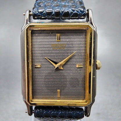 Seiko Tank Watch Women 19mm Gray Dial Two Tone Rectangle 73205909 New Battery1