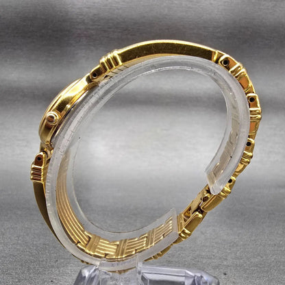 Seiko Watch Women 21mm Champagne Dial Gold Tone Round V400-1229 New Battery VTG6