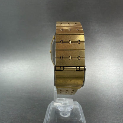 Seiko Tank Watch Men 29mm Black Dial Gold Tone Date 5P32-5A50 READ!! New Battery7
