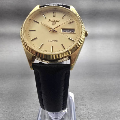 Seiko Pulsar President Watch Men 35mm Champagne Dial Gold Tone Daydate New Batt5
