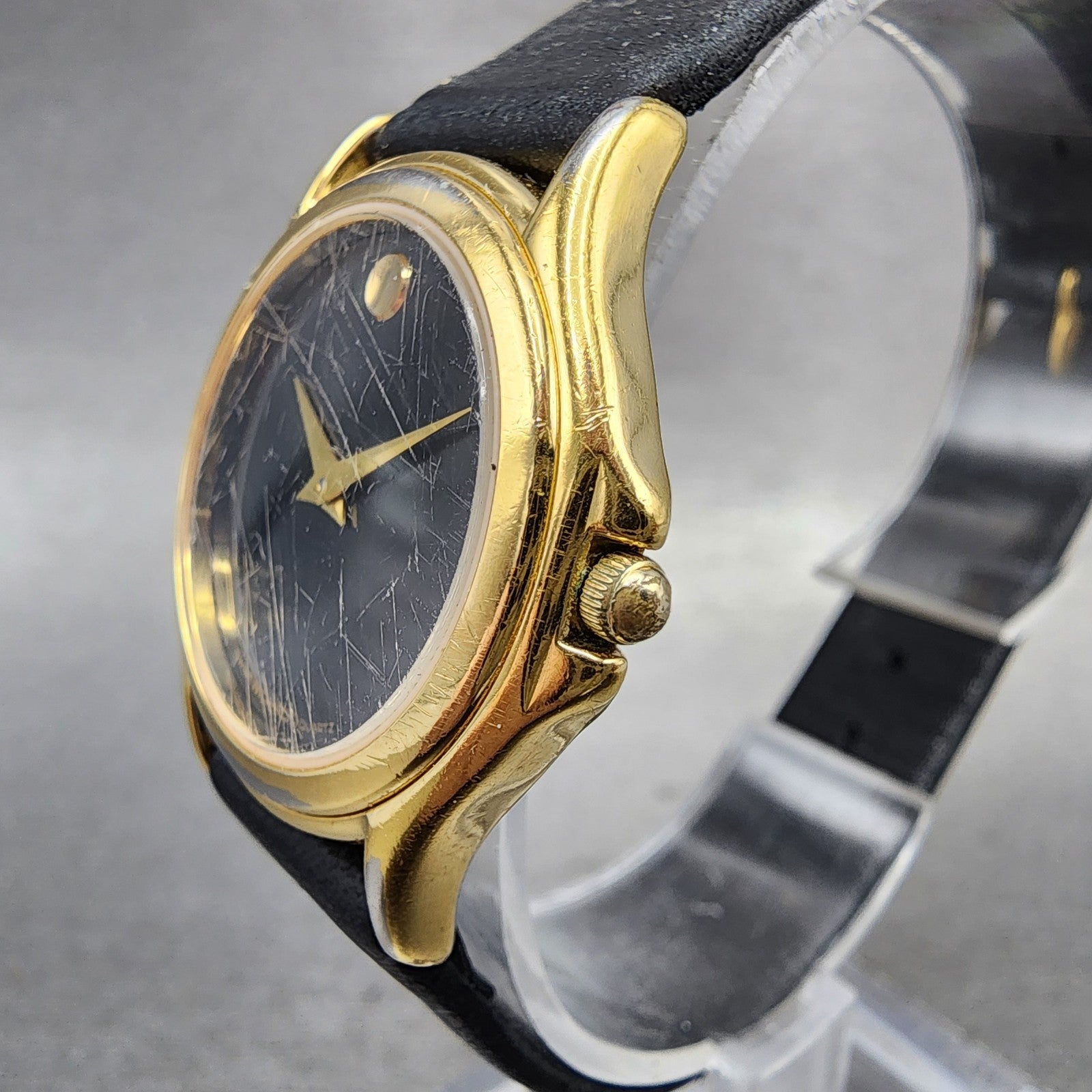 Movado Muesum Watch Women 28mm Black Dial Gold Tone Round 87D1823 New Battery2