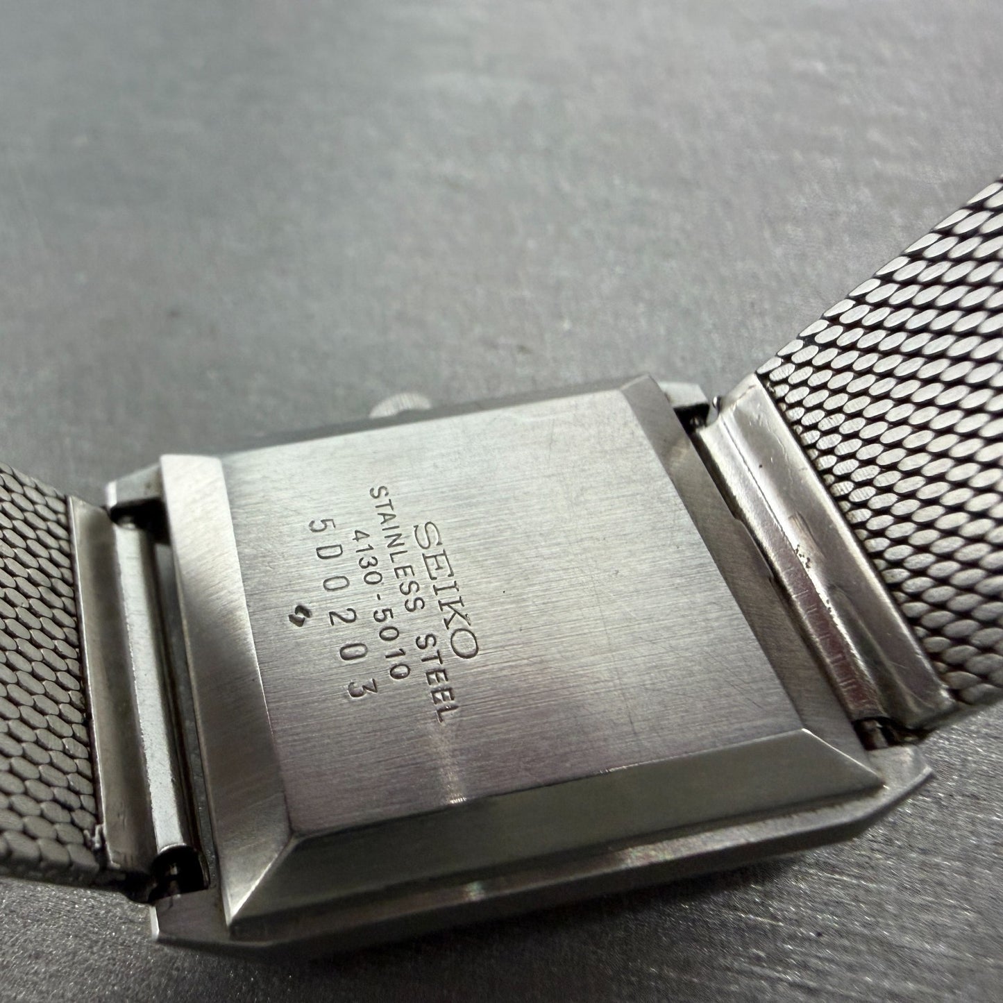 Seiko Tank Watch Women 23mm Silver Dial Silver Tone Rectangle 4130-5010 New Batt9