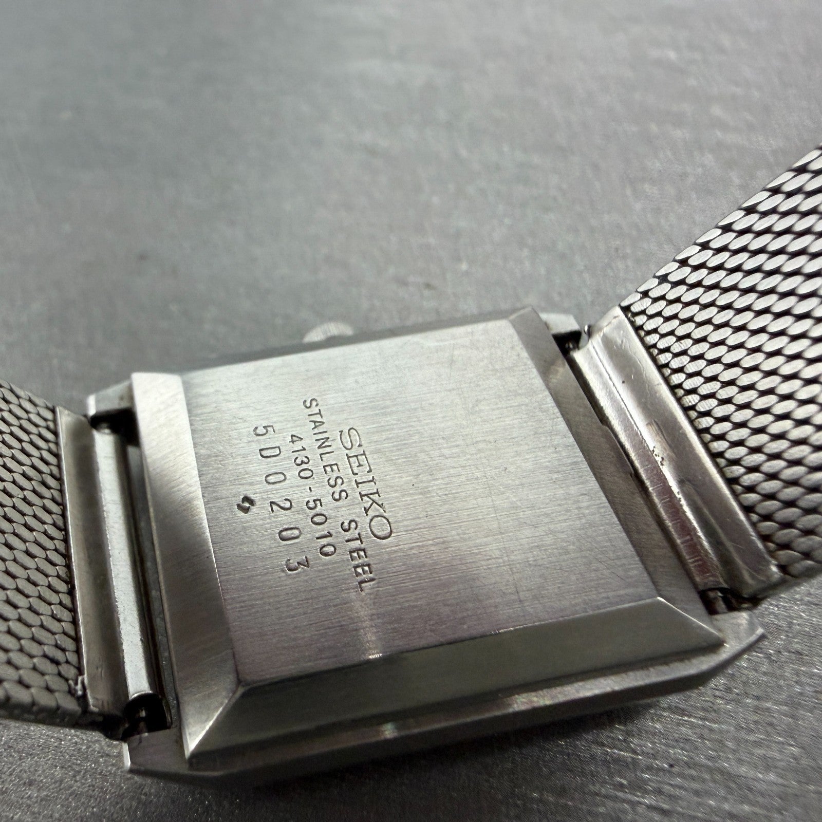 Seiko Tank Watch Women 23mm Silver Dial Silver Tone Rectangle 4130-5010 New Batt9