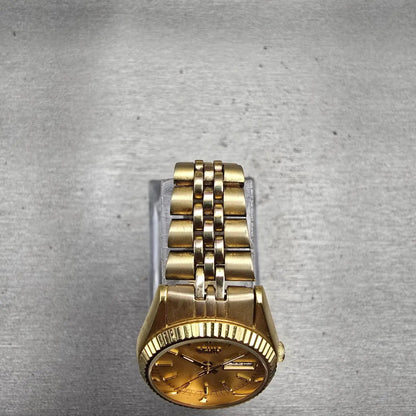 Seiko Watch Women 24mm Gold Dial Gold Tone Daydate Round 7N83-0049 New Battery4
