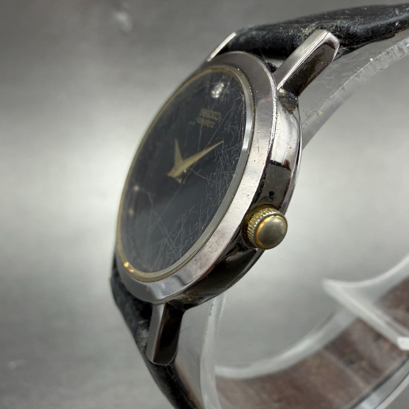 Seiko Watch Women 25mm Black Dial Black Tone Round 1N00-0C99 New Battery VTG GH2
