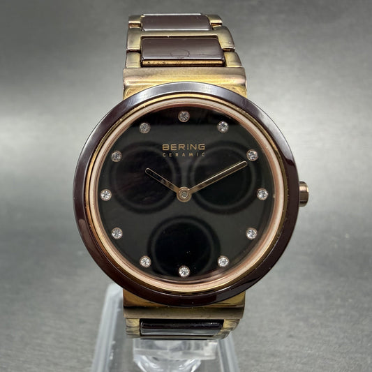 Bering Ceramic Watch Women 29mm MOP dial Rose Gold Tone Round 10729-765 New Batt0