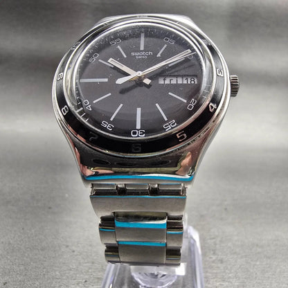 Swatch Irony Black Deceny Watch Men 37mm Black Dial Steel Daydate YGS749G NewBat5