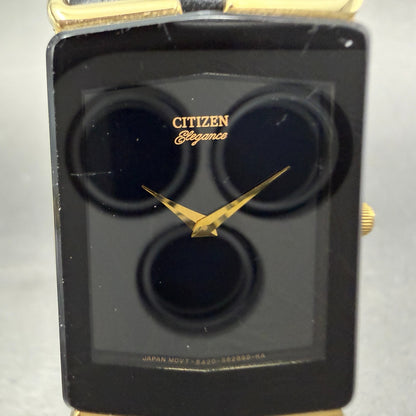 Citizen Elegance Tank Watch Men 23mm Black Dial Gold Tone 5420-S21630 NewBattery1
