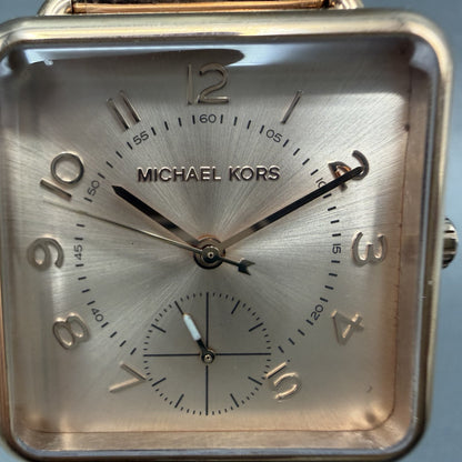 Michael Kors Brenner watch Women 31mm Rose Dial Rose Gold Tone Rectangle New Bat1