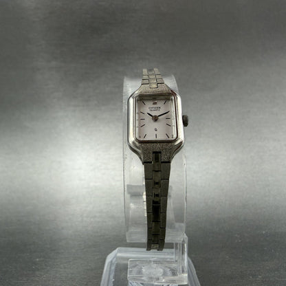 Citizen CQ Watch Women 13mm Silver Dial Silver Tone Rectangle New Battery ABCnjh5