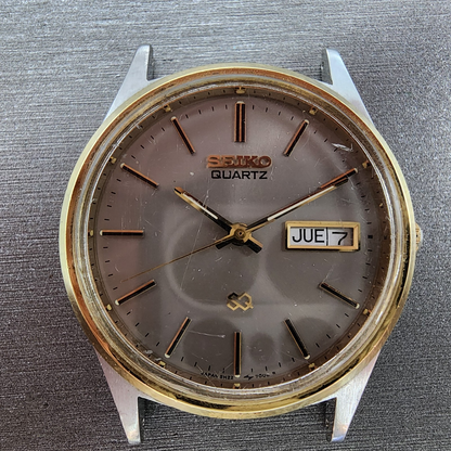 Seiko SQ Watch Men 35mm Gray Dial Two Tone Daydate READ!!! 81227039 New Battery1
