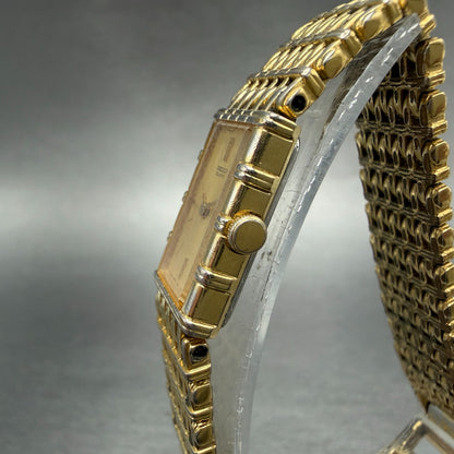 Seiko Tank Watch Women 12mm Champagne Dial Gold Tone 2e20-5079 New Battery HN43