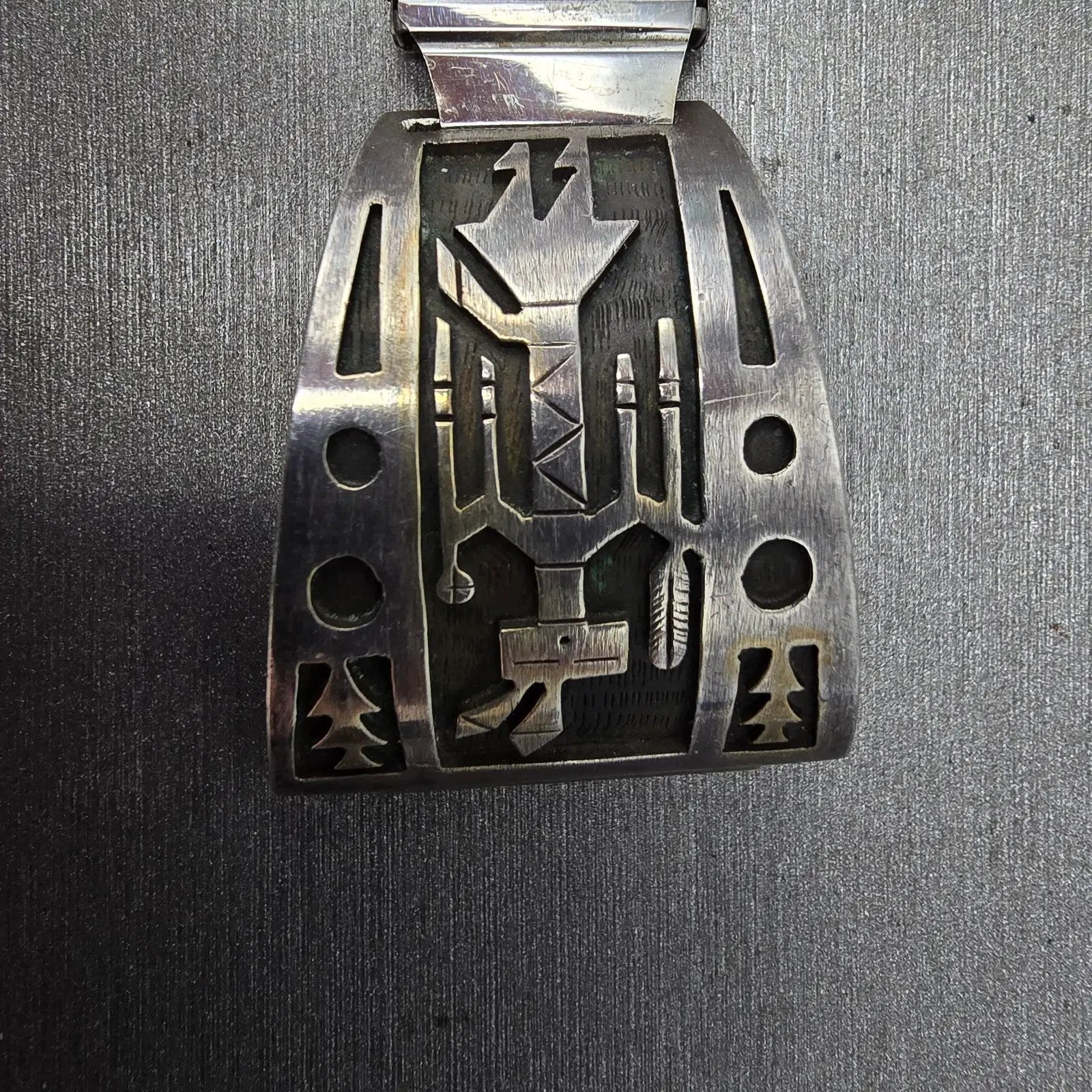 Navajo Sterling Silver Watch Band Tips 20mm Warrior Design Stretch Band VTG1