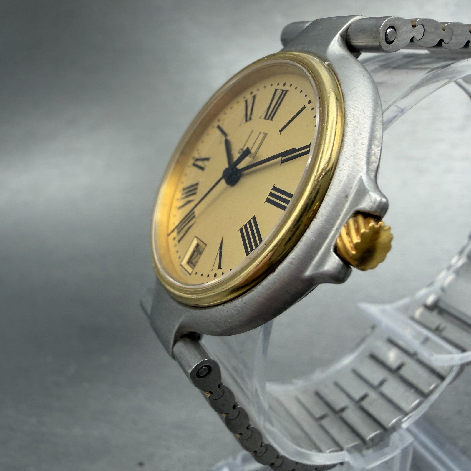 Dunhill Millennium Watch Men 32mm Gold Dial Two Tone Date Round New Battery2