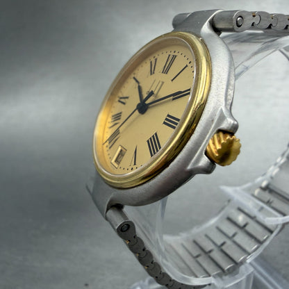 Dunhill Millennium Watch Men 32mm Gold Dial Two Tone Date Round New Battery2