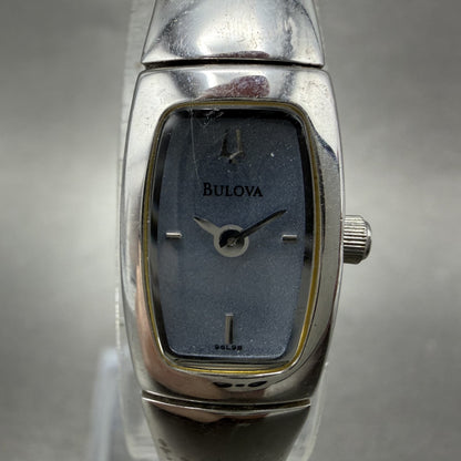 Bulova Tank Watch Women 13mm Blue Dial Silver Tone Rectangle 96L98 New Battery1