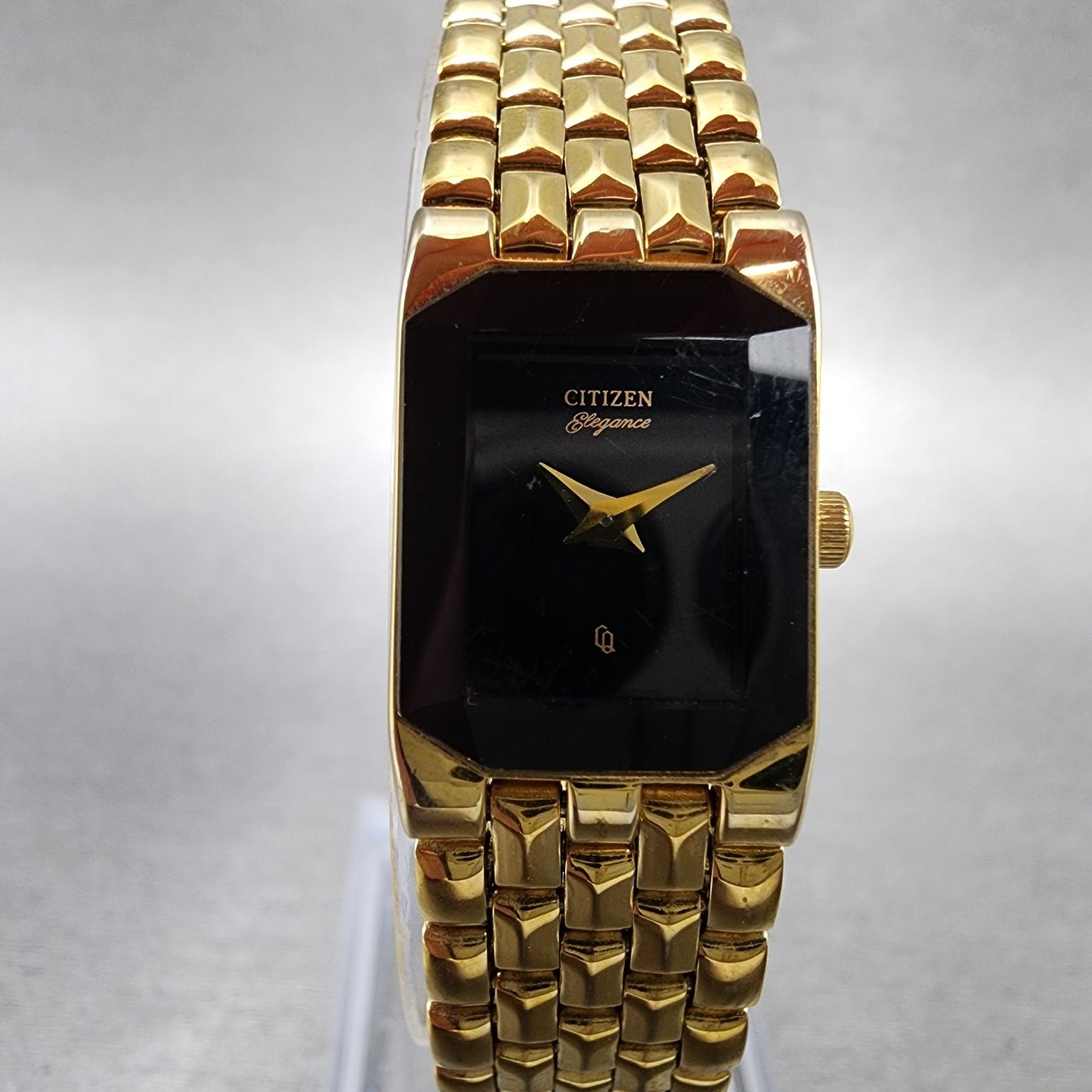 Citizen CQ Elegance Tank Watch Women 14mm Black Dial Gold Tone 5421S17764 NewBat1