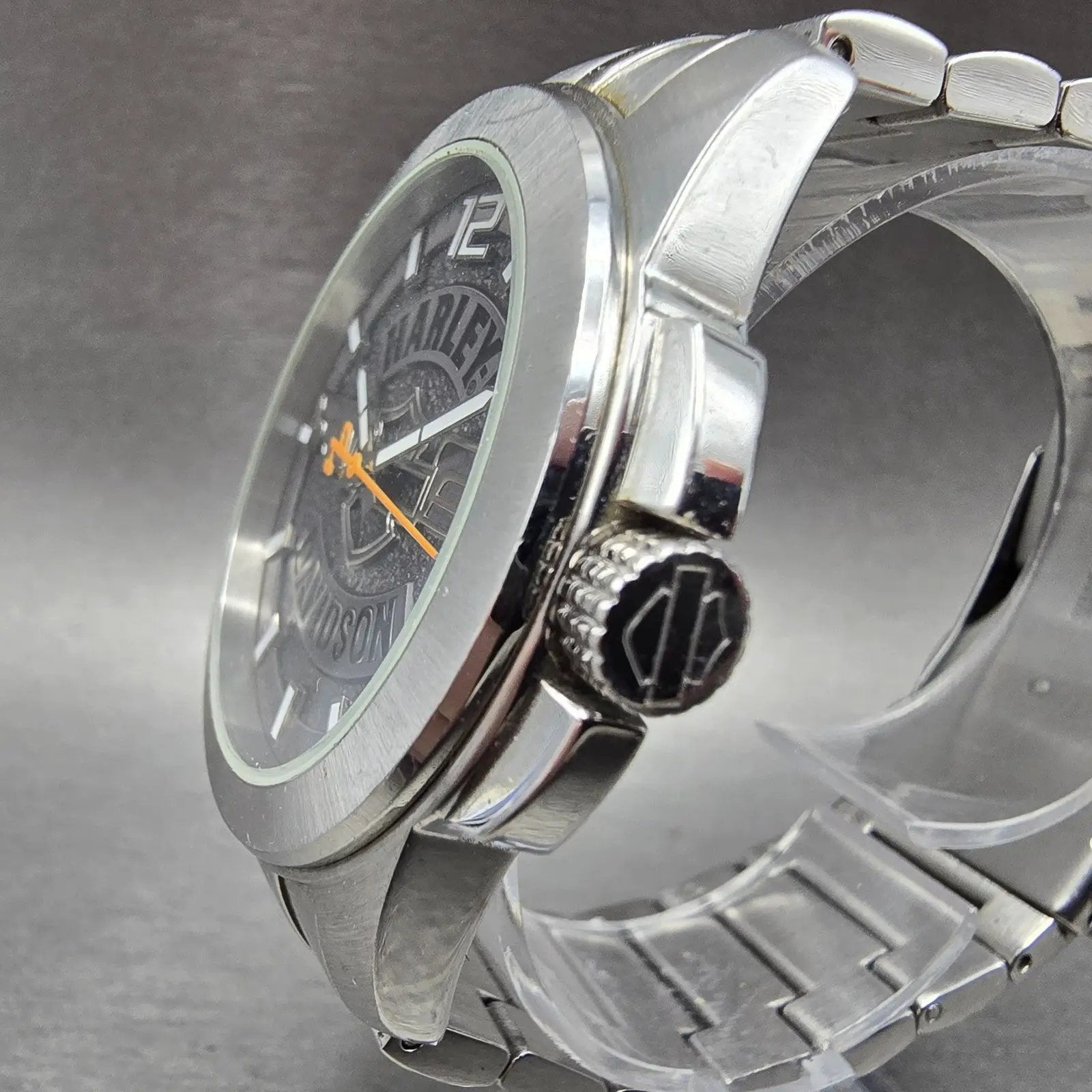 Bulova Harley Davidson Watch Men 42mm Gray Dial Silver Tone 76A157 New Battery2