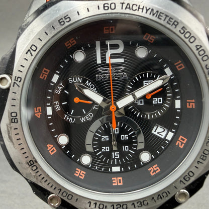Invicta Speedway Chrono Watch 51mm Black Dial Steel Date Round 20072 New Battery1
