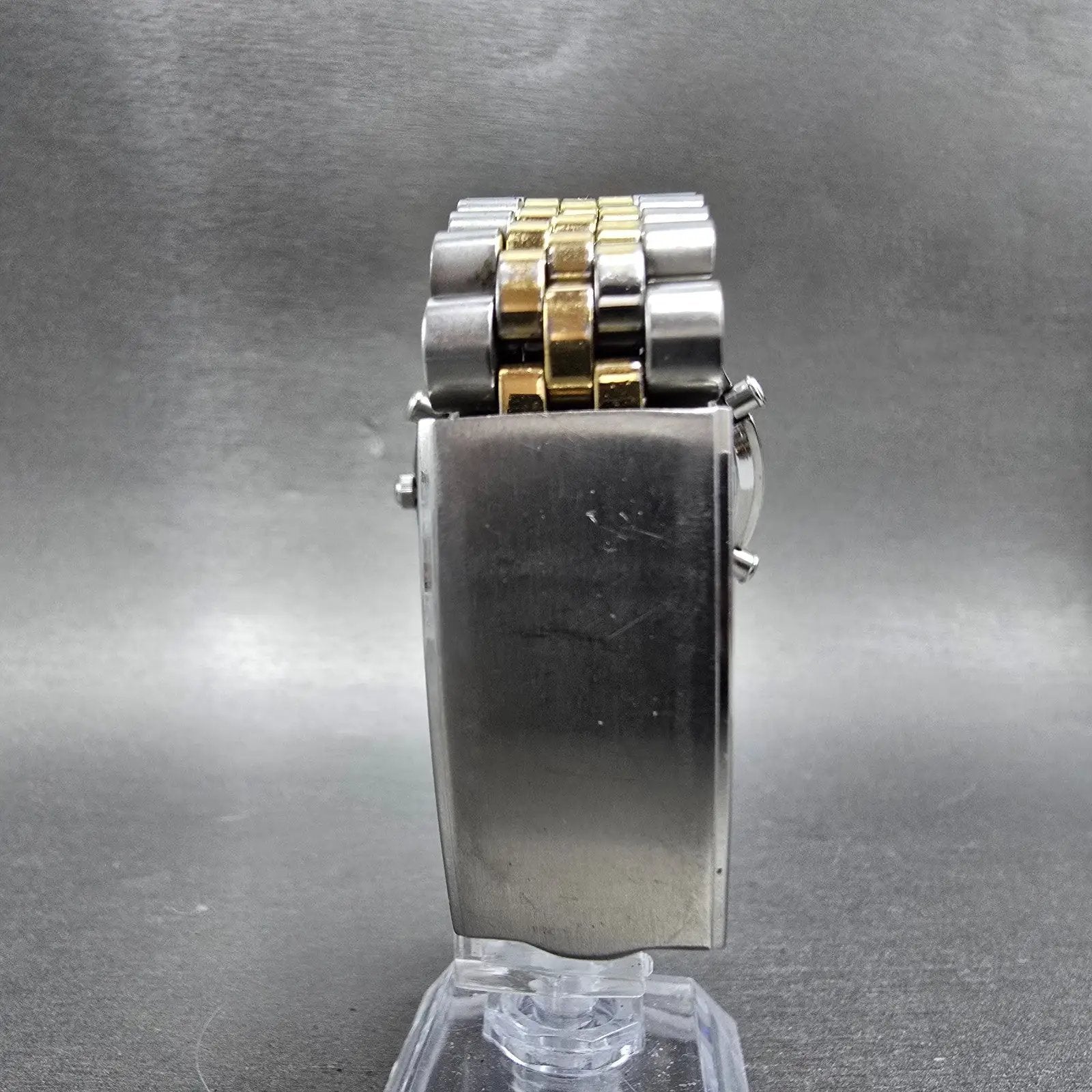 Seiko Chronograph Watch Men 40mm White Dial Two Tone Alarm Date 7T42-7A40 PARTS10