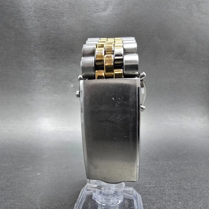 Seiko Chronograph Watch Men 40mm White Dial Two Tone Alarm Date 7T42-7A40 PARTS10