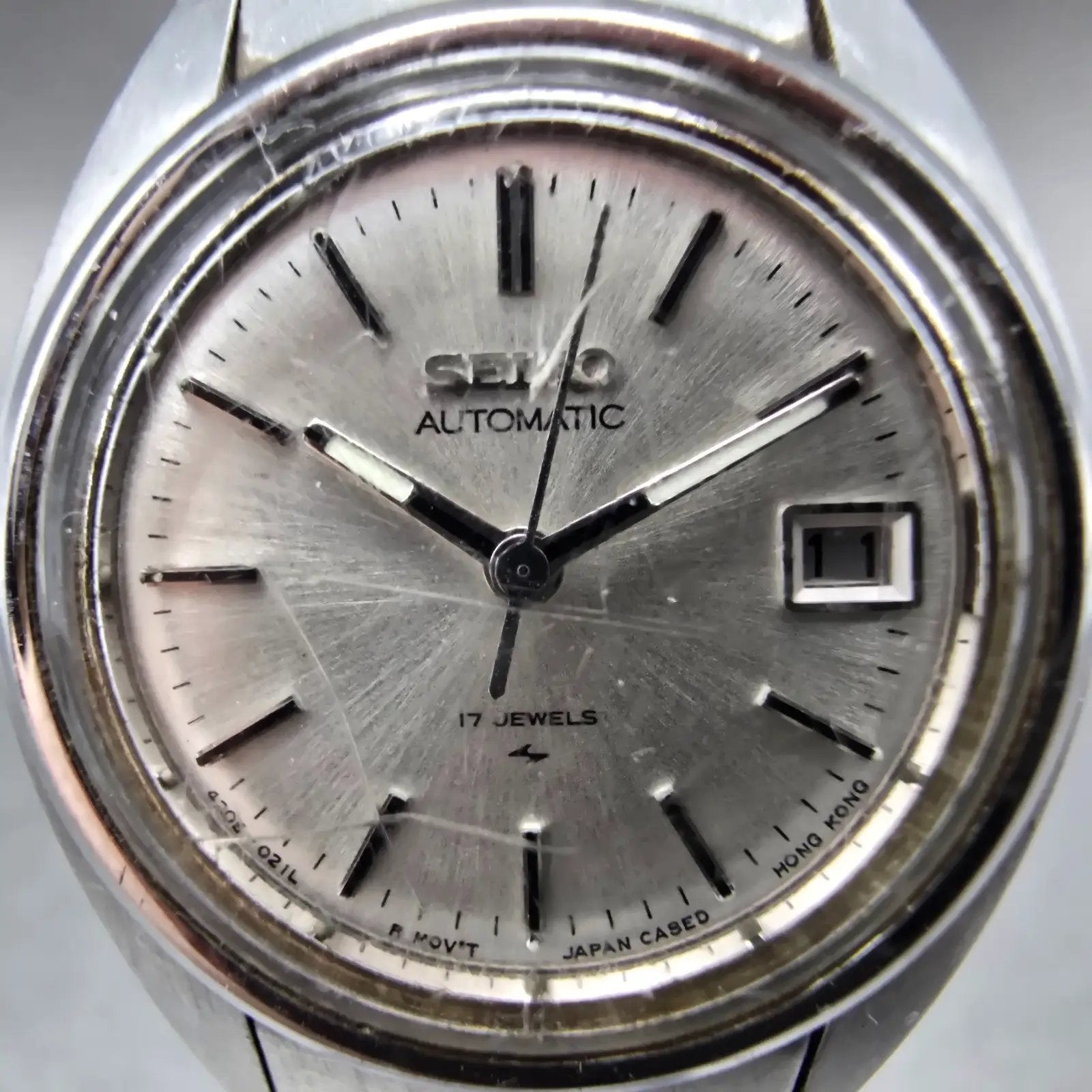 Seiko Automatic Watch Women 25mm Silver Dial Silver Tone Date 4205-0170 Runs1