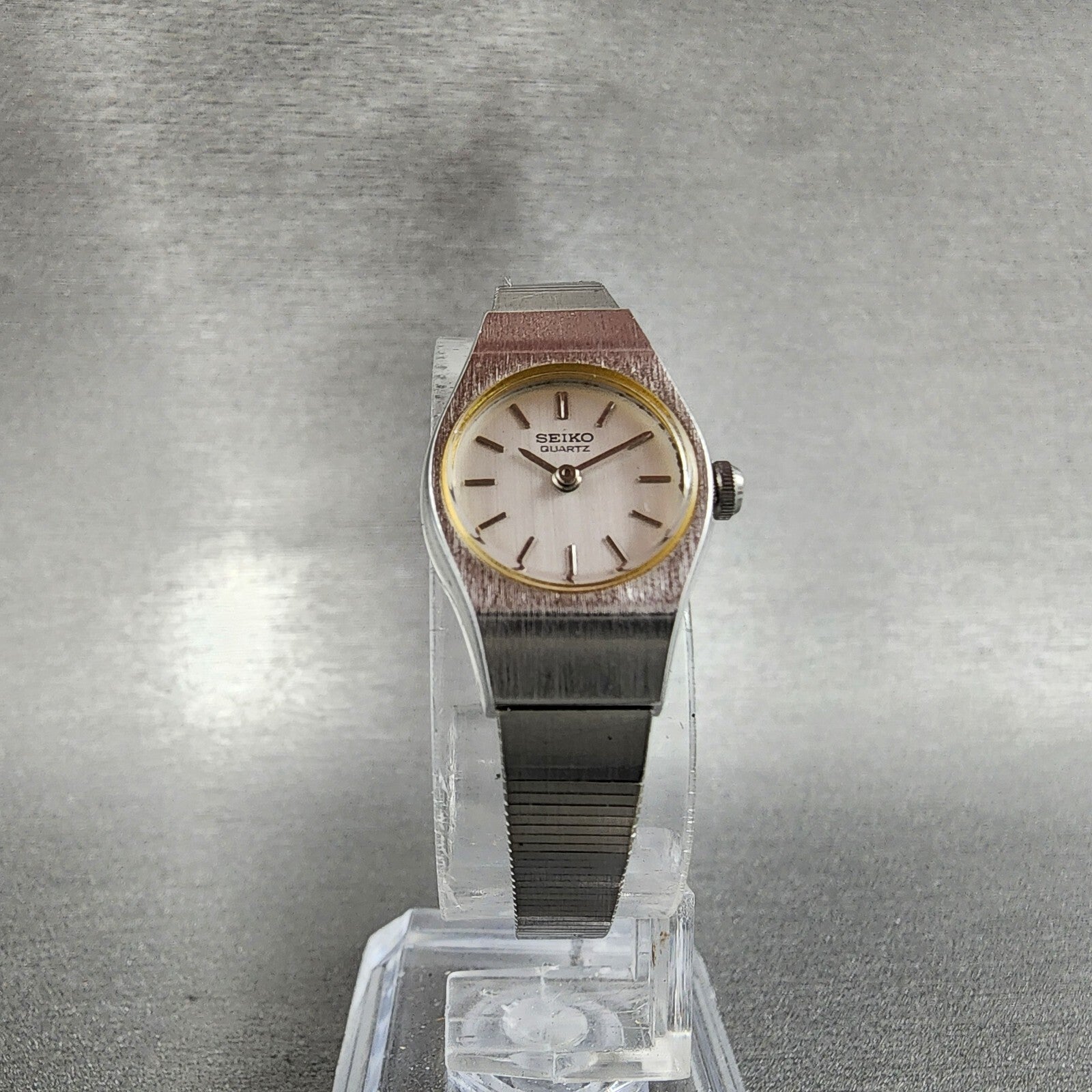 Seiko Watch Women 16mm White Dial Silver Tone Round 54200029 New Battery VTG6