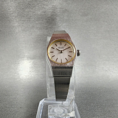 Seiko Watch Women 16mm White Dial Silver Tone Round 54200029 New Battery VTG6