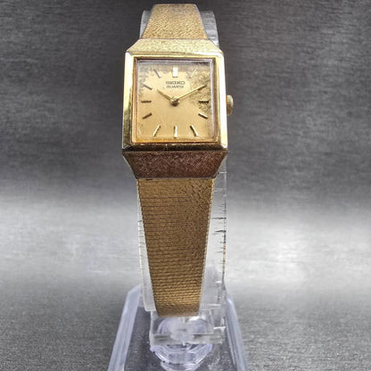 Seiko Watch Women 16mm Gold Dial Gold Tone Rectangle 2C20-5299 New Battery5