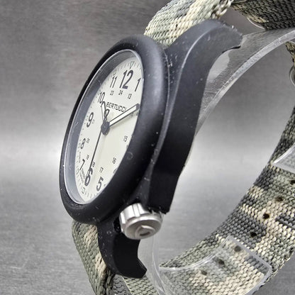 Bertucci A-2R watch 40mm White Dial Black Tone Round Camo Band New Battery2