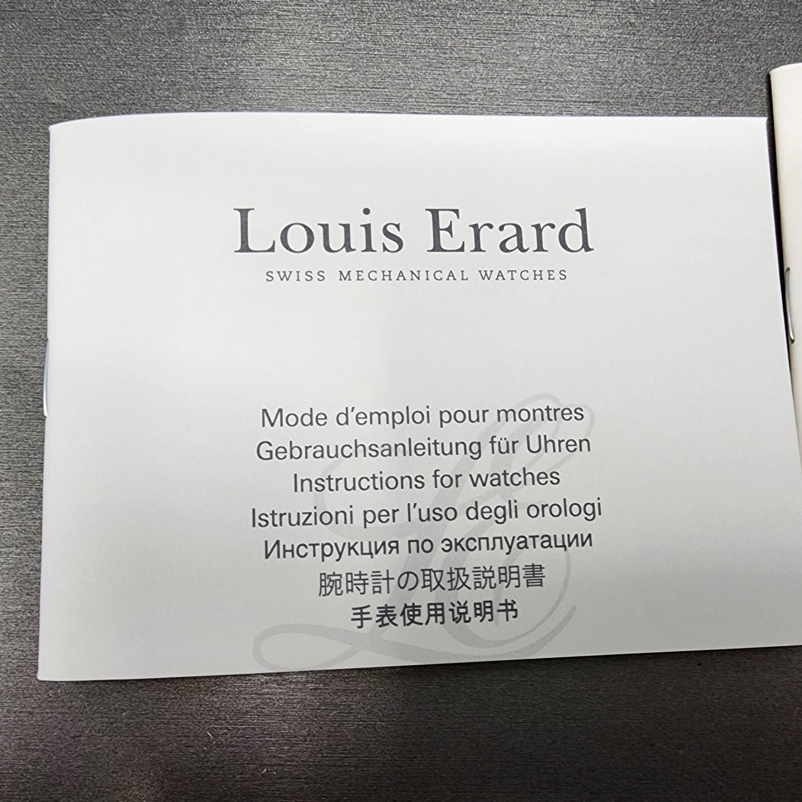 Louis Erard Watch Box Faux Leather Gray & Cream Manual & Warranty Card2